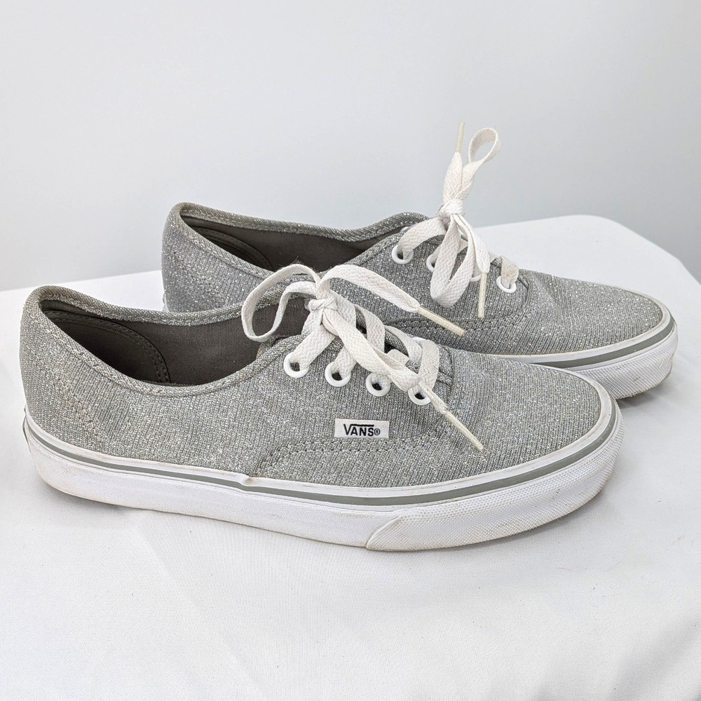 Vans Authentic Silver Glitter Sneakers Size 7 Women's Sparkle Aesthetic